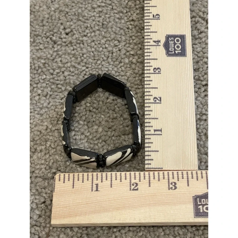 Black & White Acrylic slab‎ Stretch Bangle Bracelet f